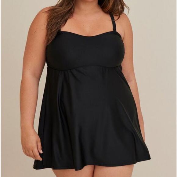 Torrid Black Wireless Mid Strapless Swim Dress With Brief 2X NWT 15066990 - Picture 15 of 16